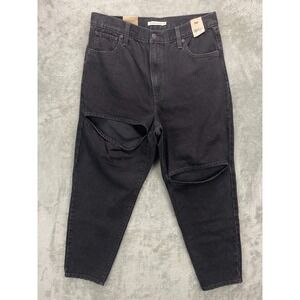 NWT Levi's High-Waisted Mom Jeans 32x27‎ Black Relaxed Tapered Leg **SEE PICS**